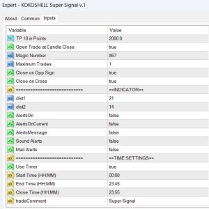 KOKOSHELL Super Signal EA Settings