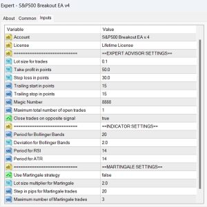 S&P500 Breakout EA v4 Input Parameters