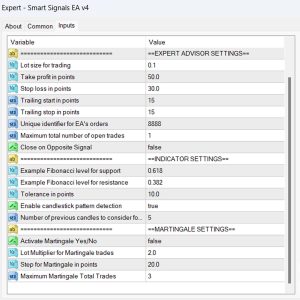 Smart Signals EA v4 Input Parameters