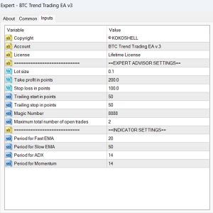 BTC Trend Trading MT4 EA v3, Bitcoin Trend Trading Expert Advisor,